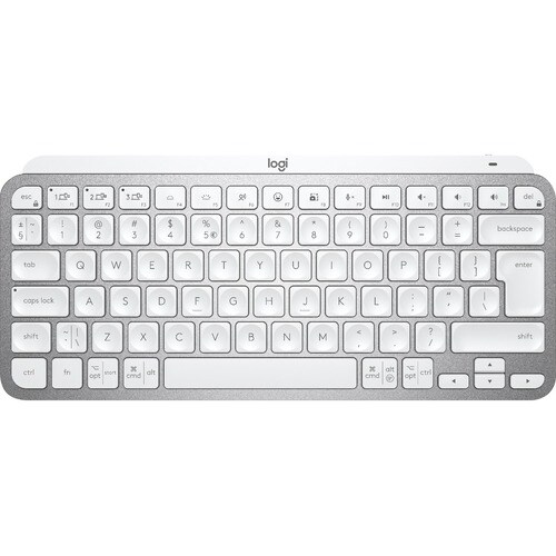 Logitech MX Keys Mini Keyboard - Wireless Connectivity - LED - English (US) - QWERTY Layout - Pale Gray - Bluetooth/RF - 1