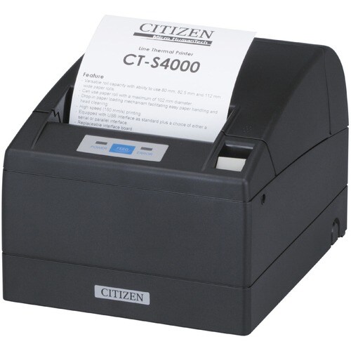 Citizen CT-S4000 Desktop Direct Thermal Printer - Monochrome - Receipt Print - USB - Parallel - With Cutter - Black - 104 