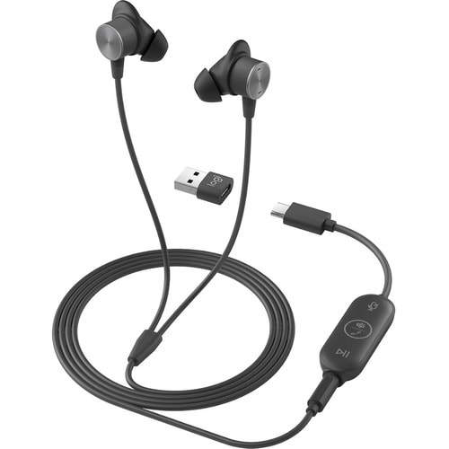 Logitech Zone Wired Earbuds - Stereo - Mini-phone (3.5mm), USB Type A, USB Type C - Wired - 16 Ohm - 20 Hz - 16 kHz - Earb