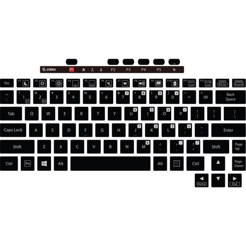 Zebra Rugged Keyboard - Proprietary Interface - English (UK) - 82 Key(s) - 6 Hot Key(s) - Programmable Hot Key(s) - Tablet
