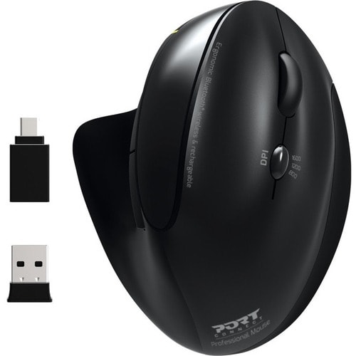 Souris Optique Port Connect Professional - Bluetooth - USB Type C, USB Type A - 5 Bouton(s) - 1 - Sans fil - 2,40 GHz - Re