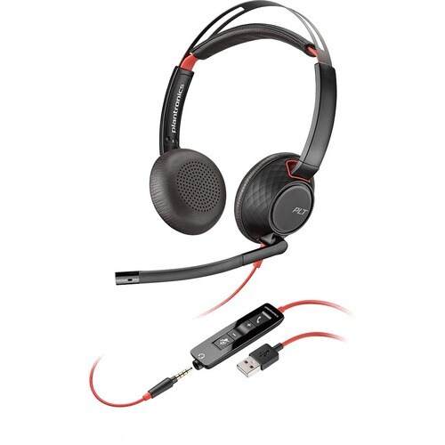 Plantronics Blackwire 有线 挂耳式 立体声 耳机 - 双声道 - 上耳式 - A 型 USB, 迷你手机（3.5毫米）