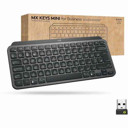 Logitech MX Keys Mini Wireless Illuminated Keyboard for Business, Compact, Logi Bolt Technology, Graphite - Wireless Conne