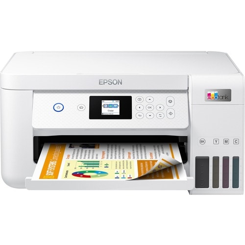 Epson ET-2856 Wireless EcoTank Inkjet Multifunction Printer - Colour - White - Copier/Printer/Scanner - 33 ppm Mono/15 ppm