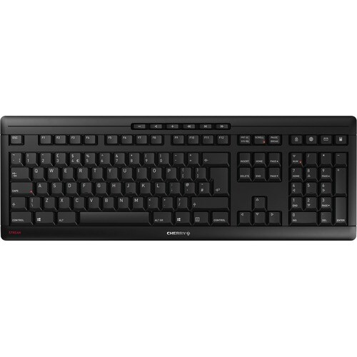 CHERRY STREAM Keyboard - Wireless Connectivity - USB Type A Interface - English (UK) - Black - SX Keyswitch - 10 m - 2.40 