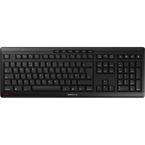 CHERRY STREAM Tastatur - Kabellos Konnektivität - USB Typ-A Schnittstelle - Deutsch - Schwarz - SX Keyswitch - 10 m - 2,40