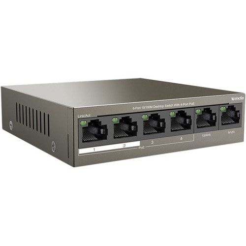 Tenda 6-Port 10/100M Desktop Switch with 4-Port PoE - 6 Ports - 2 Layer Supported - Twisted Pair - Desktop, Wall Mountable