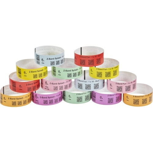 Wristband Polypropylene 1x10in (25.4x254mm) Direct thermal Z-Band Fun Adhesive closure 1in (25.4mm) core 350/roll Green