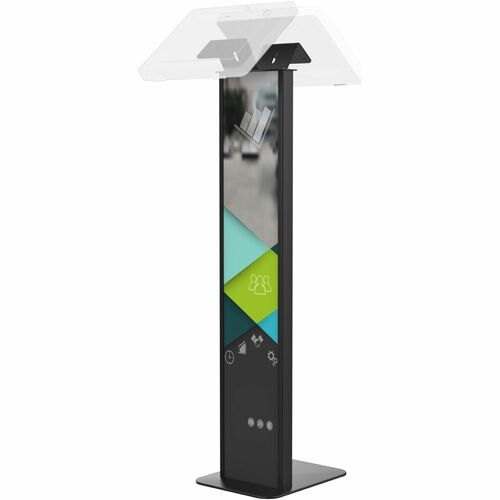 CTA Digital Premium Floor Stand Kiosk w/ Graphic Slots and Dual VESA Plates (Black) - Up to 24" Screen Support - 33 lb Loa