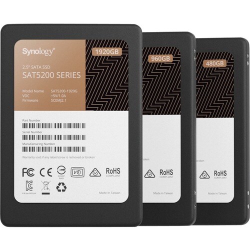 Synology SAT5200-1920G 1.92 TB Unidade de estado sólido - 2,5" Interno - SATA (SATA/600) - 1.3 DWPD - 4581 TB TBW - 530 MB