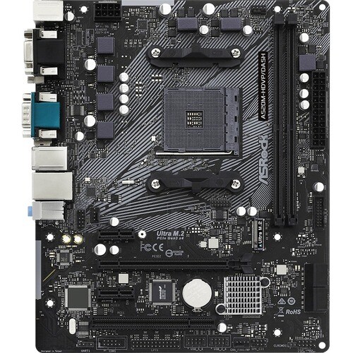 Asrock A520M-HDVP/DASH, AMD, Socket AM4, AMD Ryzen 3000 Series, DDR4-SDRAM, 64 GB, DIMM