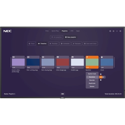 NEC Display MultiSync MA431-MPi4 1092.20 mm LCD Digital Signage Display - 24 Hours/7 Days Operation - Energy Star - In-pla