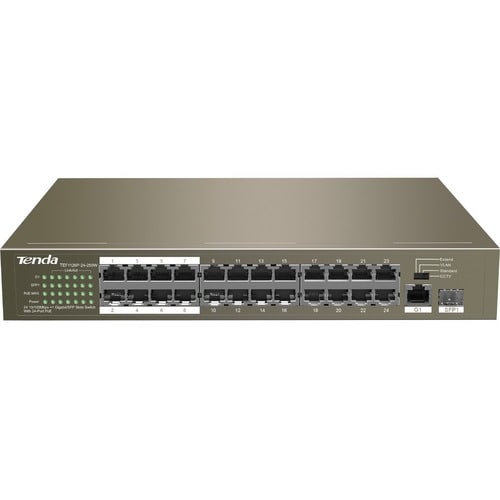 Tenda TEF1126P-24-250W Ethernet Switch - 24 Ports - 1000Base-X - 2 Layer Supported - Modular - 1 SFP Slots - Optical Fiber