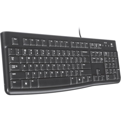 Logitech K120 Keyboard - Cable Connectivity - USB Interface - English (UK) - Black - Windows, Linux