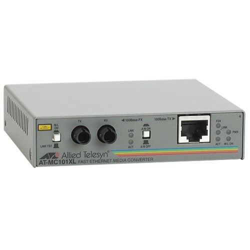Allied Telesis AT-MC101XL Transrecetor/conversor media - 2 Porta(s) - 1 x Rede (RJ-45) - 1 x ST - 100Base-TX, 100Base-FX -