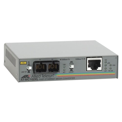 Allied Telesis AT-MC102XL Transrecetor/conversor media - 2 Porta(s) - 1 x Rede (RJ-45) - 1 x SC - 100Base-TX, 100Base-FX -