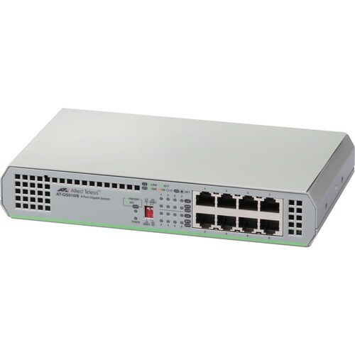 Allied Telesis CentreCOM GS910 AT-GS910/8 8 Portas Comutador Ethernet - Gigabit Ethernet - 10/100/1000Base-TX - 3 Camada s