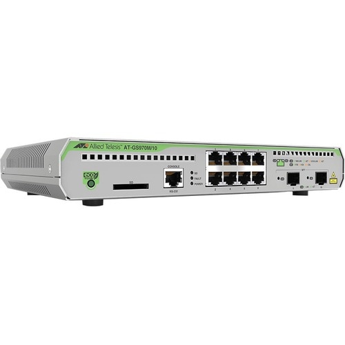 Allied Telesis CentreCOM GS970M AT-GS970M/10PS 8 Portas Gerenciável Comutador de camada 3 - 3 Camada suportada - Modular -