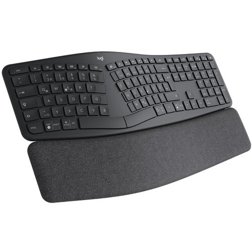 Logitech ERGO K860 Keyboard - Wireless Connectivity - USB Type A Interface - English (US) - QWERTY Layout - Graphite - Blu