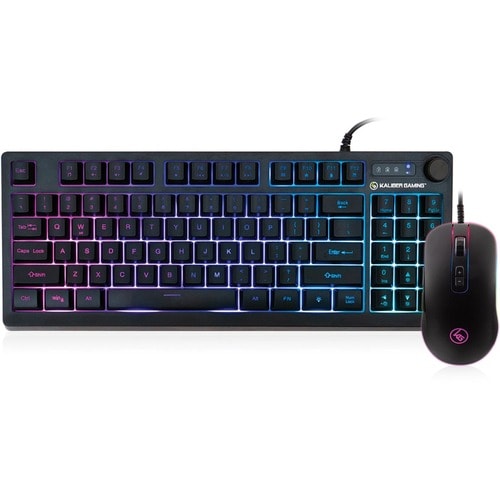Kaliber Gaming KORONA KORE II Compact Keyboard Combo - USB Plunger Cable Keyboard - 89 Key - Black - USB Cable Mouse - Opt