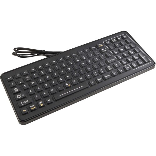 Intermec SlimKey SLK-101 Teclado - Cabo Conectividade - PS/2 Interface - Preto - Borracha de Silício Industrial Interrupto