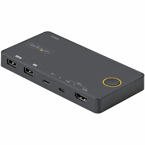 Switch KVM Hybride 2 Ports USB-A & HDMI/USB-C - 1x Écran HDMI 2.0 4K - Commutateur KVM Compact Desktop/Laptop - Alim. Bus 