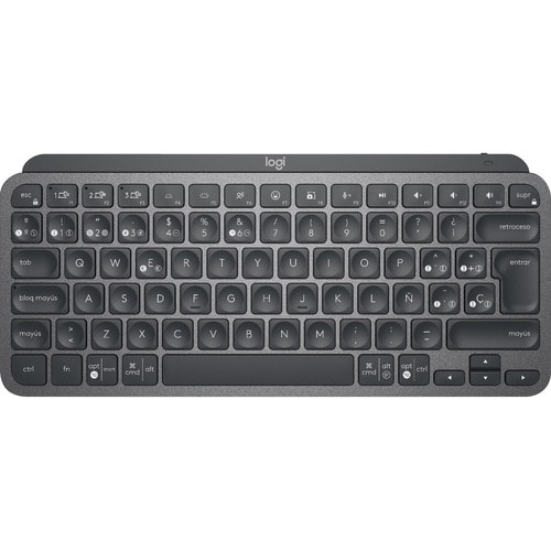 Logitech MX Keys Mini Keyboard - Wireless Connectivity - LED - Spanish - QWERTY Layout - Graphite - Rubber Dome Keyswitch 