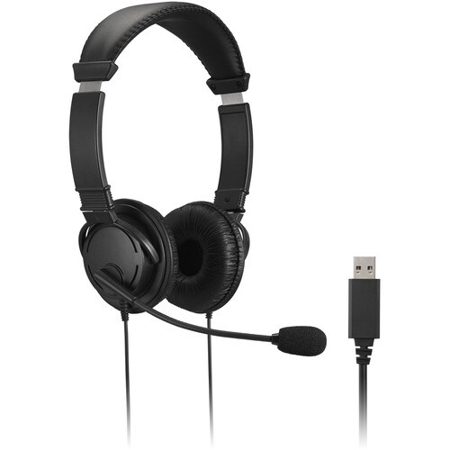 Kensington Wired Over-the-head Stereo Headset - Black - Binaural - Ear-cup - 182.9 cm Cable - Noise Cancelling Microphone 