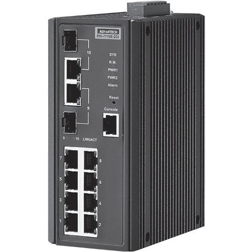 Advantech EKI-7710 EKI-7710E-2CI 10 Anschlüsse Verwaltbar Ethernet-Switch - 2 Unterstützte Netzwerkschicht - Modular - 2 S