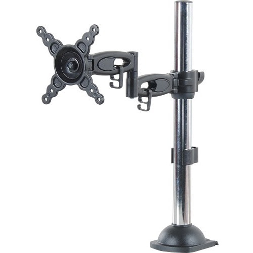 V7 Montagem de secretária para Visualização em ecrã plano - Preto, Prata - Altura ajustável - 25.4 cm para 61 cm (24") Sup
