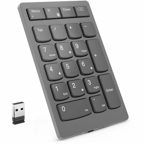 Lenovo GO Keypad - Wireless Connectivity - Storm Grey - Scissors Keyswitch - RF - 2.40 GHz - 21 Key(s) - Calculator, TAB, 