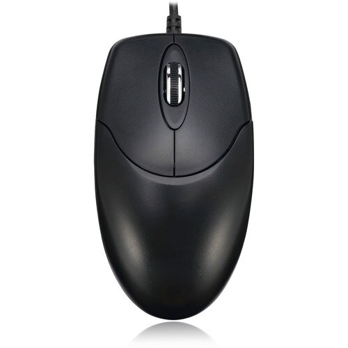 Adesso HC-3003PS Mouse - PS/2 - Optical - 3 Button(s) - Black - Cable - 1200 dpi - Scroll Wheel - Symmetrical