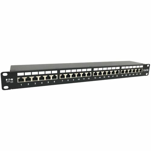 Eaton Tripp Lite Series 24-Port Cat6a Shielded Patch Panel - 10 Gbps, STP, 110 Punch Down, RJ45, 1U, TAA - 24 Port(s) - 24