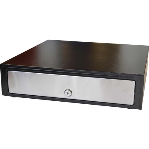 apg ECD417 Cash Drawer - 4 Bill - 9 Coin - 3 Lock Position - Aço inoxidável - Preto - 112 mm Altura x 417 mm Largura x 417