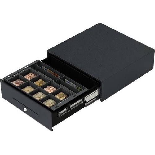 apg STD2000 Cash Drawer - 4 Bill - 8 Coin - 1 Media Slot - 3 Lock Position - Aço, Plástico ABS - Preto - 138 mm Altura x 4