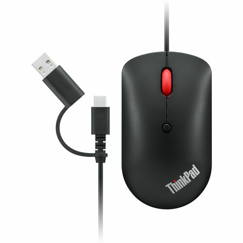 Lenovo ThinkPad Mouse - USB Type C - Optical - 4 Button(s) - Raven Black - Cable - 2400 dpi - Scroll Wheel