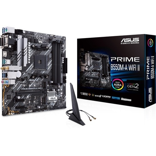 Carte Mère Asus Prime B550M-A WIFI II - AMD B550 Chipset - Socket AM4 - Micro ATX - Ryzen 3, Ryzen 5, Ryzen 7, Ryzen 9, Ry