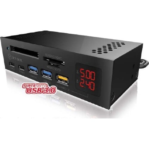 ICY BOX IB-873 Flash Reader/USB Hub Combo - USB 3.0 - Internal - SD, SDHC, SDXC, TransFlash, microSD, CompactFlash