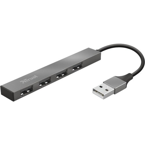 Trust Urban Halyx Mini Hub USB 2.0 à 4 Ports en Aluminium, pour PC, Ordinateur Portable, Mac - Argent