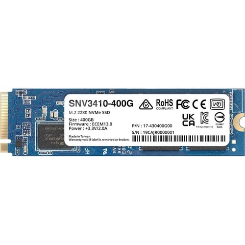 SSD Synology SNV3000 SNV3410-400G - M.2 2280 Interne - 400 Go - PCI Express NVMe (PCI Express NVMe 3.0 x4) - 491 To TBW - 