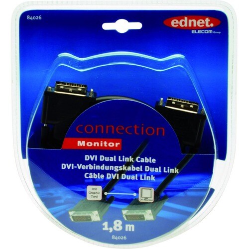 Ednet 1.80 m DVI-D Video Cable for Monitor, Video Device, Graphics Card - First End: 1 x 25-pin DVI-D (Dual-Link) Digital 