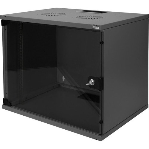 Digitus SoHo 9U Wall Mountable Enclosed Cabinet Rack Cabinet for Telecommunication - 482.60 mm Rack Width - Jet Black - St