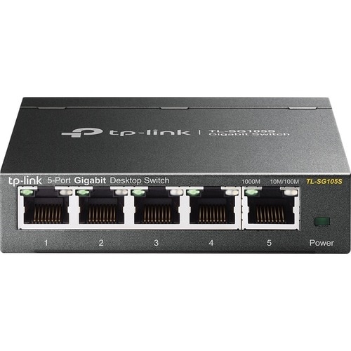 TP-Link TL-SG105S - 5 Port Gigabit Ethernet Switch - Desktop/Wall-Mount - Plug & Play - Fanless - Sturdy Metal - 802.1p/DS
