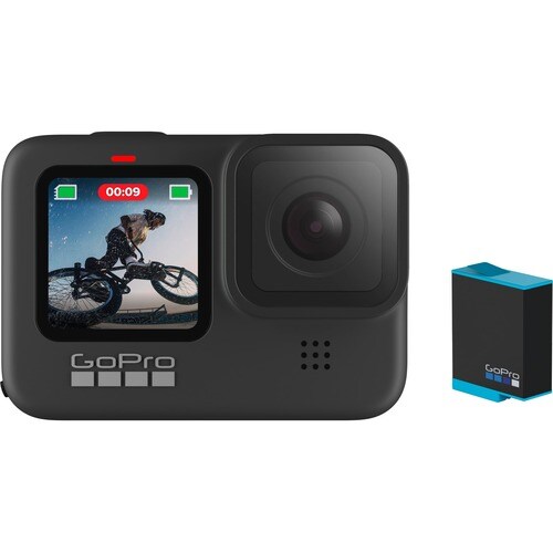 GoPro HERO9 数码摄像机 - LCD 触控屏 - 高动态范围 - 5K - 黑 - 16:9 - 14.7 百万象素 视频 - HDMI - USB - SD - GPS - 存储卡 - 无线局域网 - 粘合剂安装