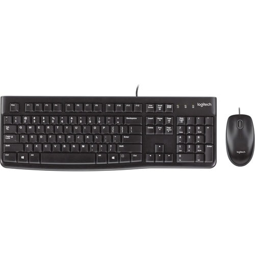 Logitech MK120 键盘鼠标 - 英文（美国） - USB 柱塞 电缆 键盘 - 105 按键 - 键盘/键盘颜色: 黑 - USB 电缆 鼠标 - 光学 - 1000 dpi - 指点设备颜色: 黑 - 对称 - 兼容 PC