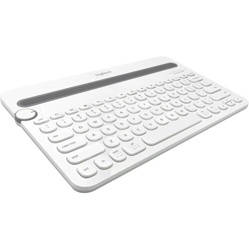 Logitech K480 键盘 - 无线 连接 - 白 - 蓝牙 - 10 m 音量控制, 跳过 热键 - 计算机, 平板, 智能电话, 笔记本电脑 - PC, Mac - AAA 支持的电池尺寸