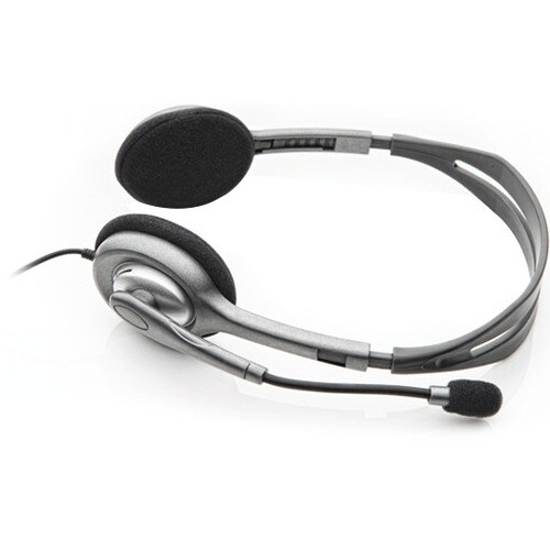Logitech 有线 头戴式 立体声 耳机 - 黑 - 双声道 - 耳罩 - 32 欧姆 - 20 Hz 到 20 kHz - 235 cm 线缆 - 降噪, 双向 麦克风 - 迷你手机（3.5毫米）