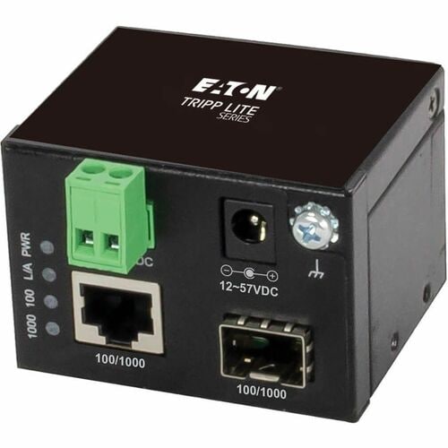 Eaton Tripp Lite Series Unmanaged Industrial Gigabit Fiber to Ethernet Media Converter, 10/100/1000 Mbps, RJ45/SFP, -40° t