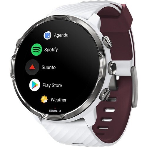 Suunto 7 Smart Watch - 50 mm Case Height - 50 mm Case Width - Burgundy, White Body Color - Stainless Steel Body Material -