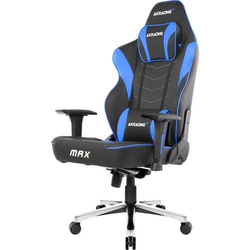 AKRacing Masters Series Max Gaming Chair - For Gaming - Metal, PU Leather, Foam, Aluminum - Black, Blue
